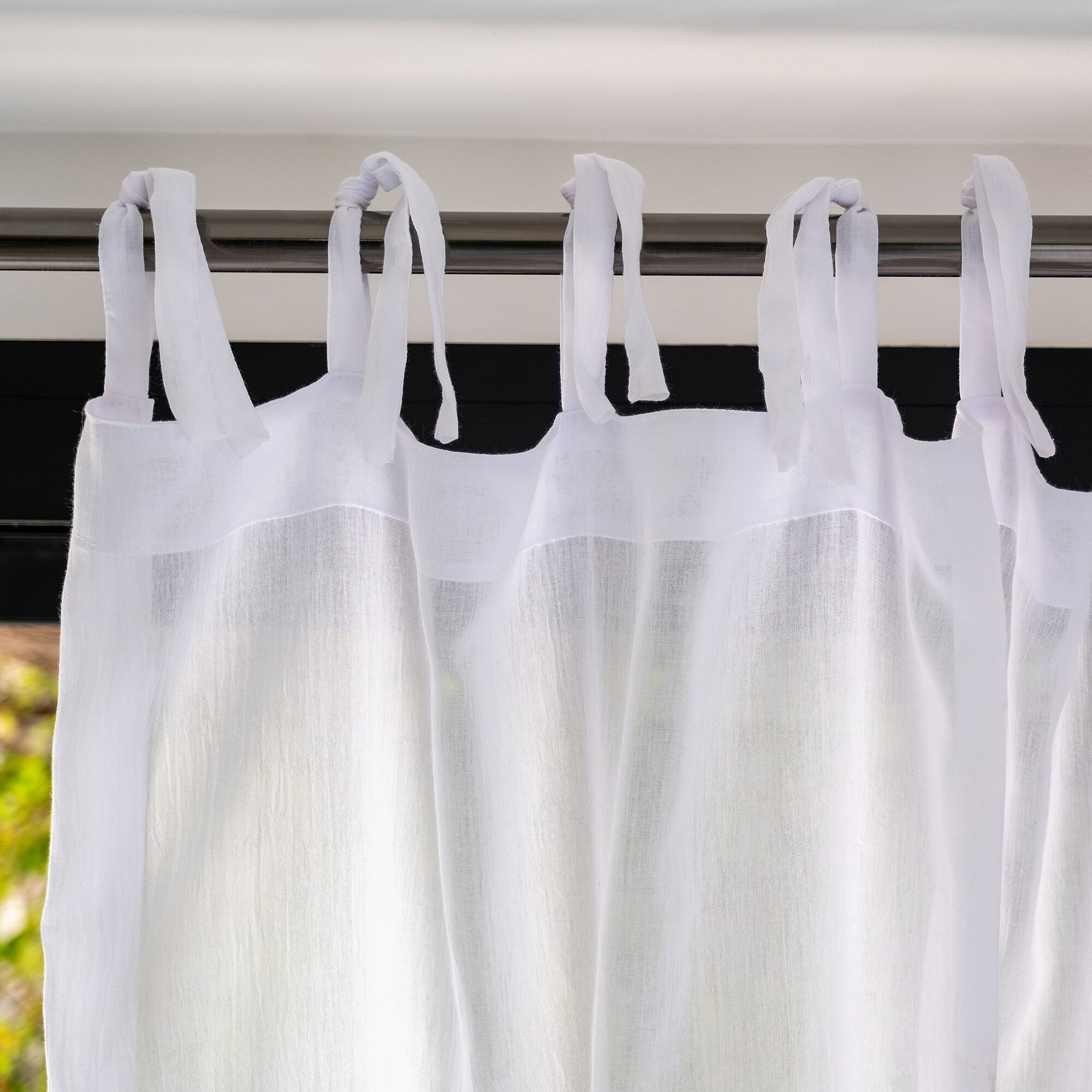ALBY - Voilage à nouettes en polyester et coton 130x250cm - blanc