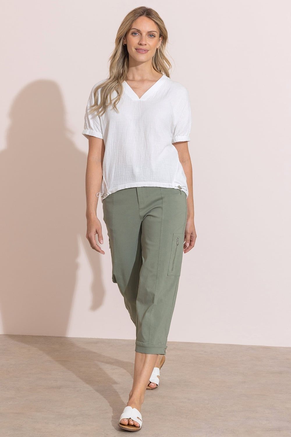 Klass. Short Sleeve Textured Cotton Top