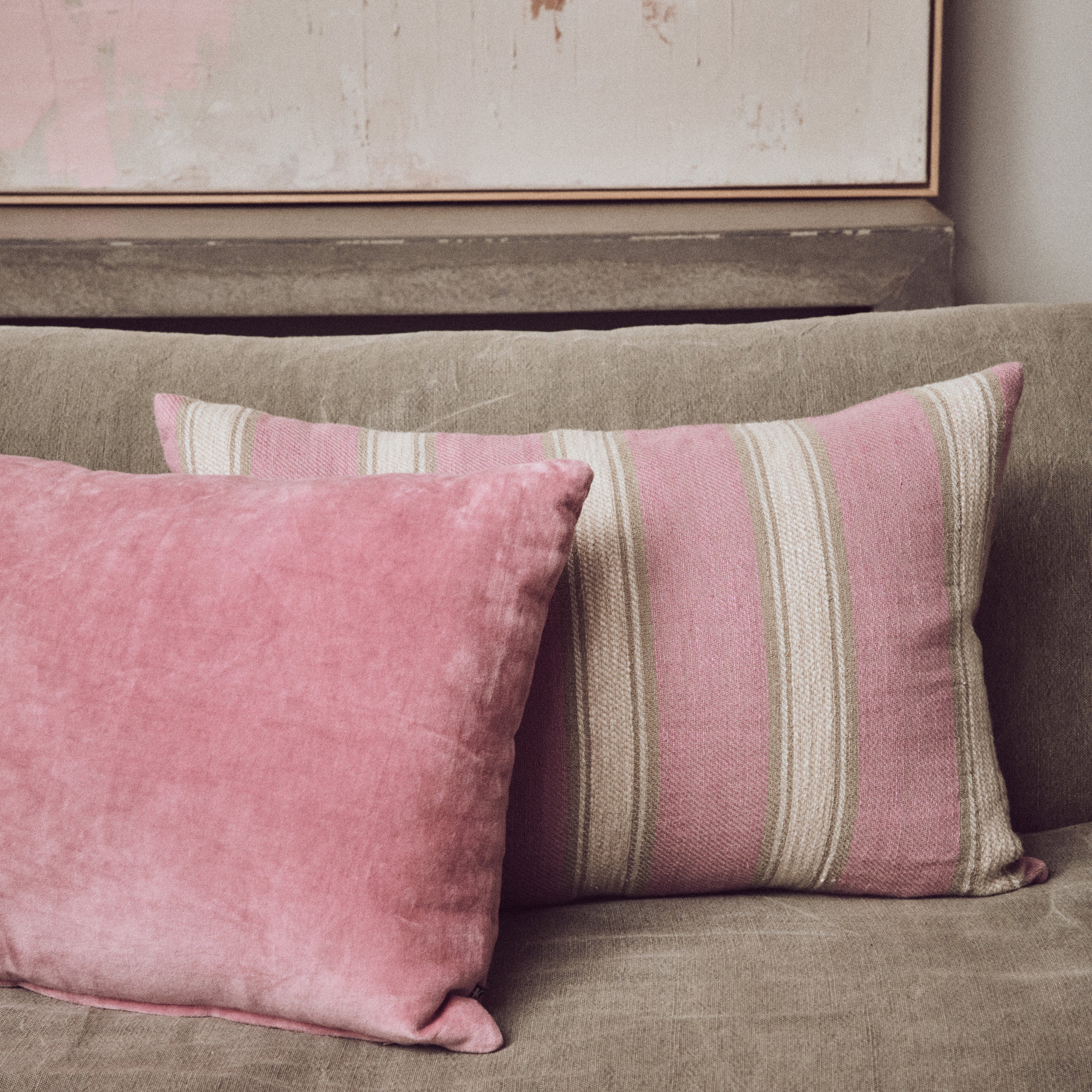 HKliving Woven Striped Sierkussen 40 x 60 cm - Blush