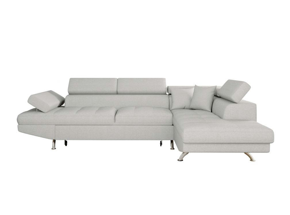 RIO - Canapé angle droit convertible avec coffre en tissu - Gris perle