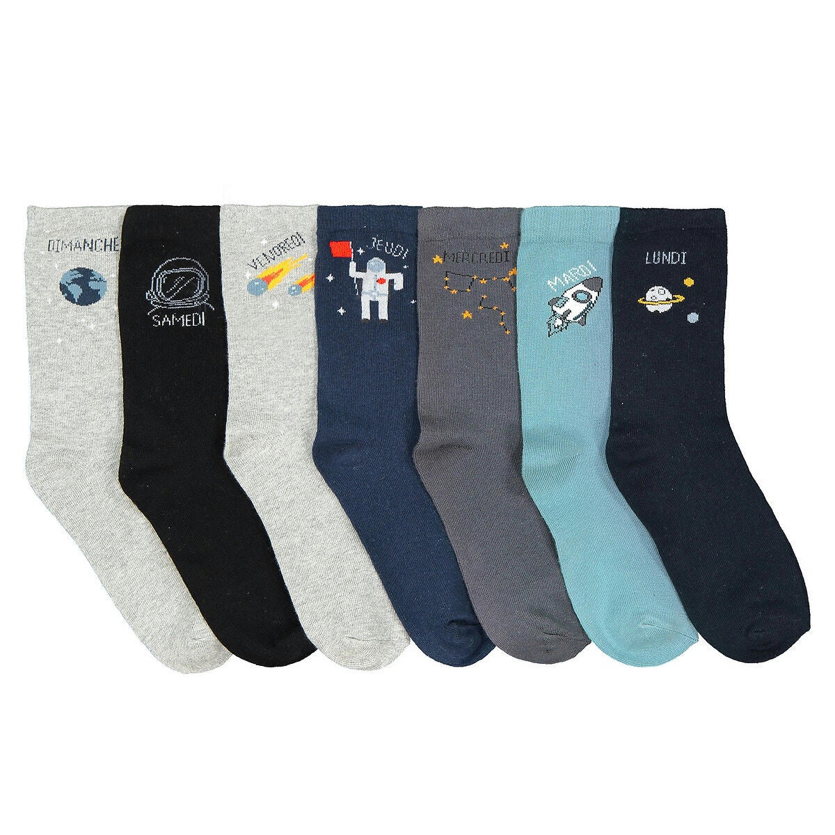 Lot de 7 paires de chaussettes jours de la semaine