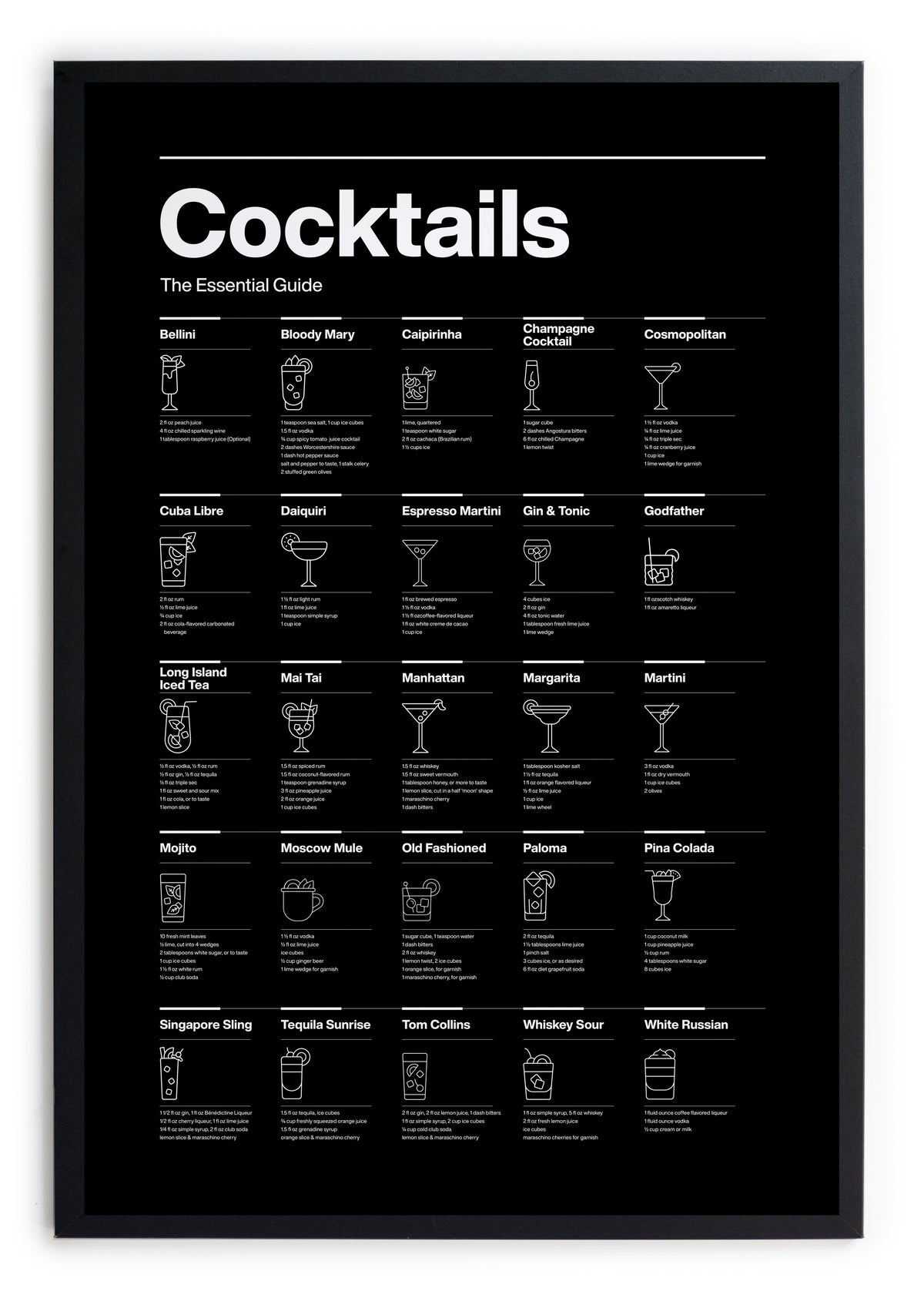 Zwarte lijst met kader 40x30 Cocktailbar