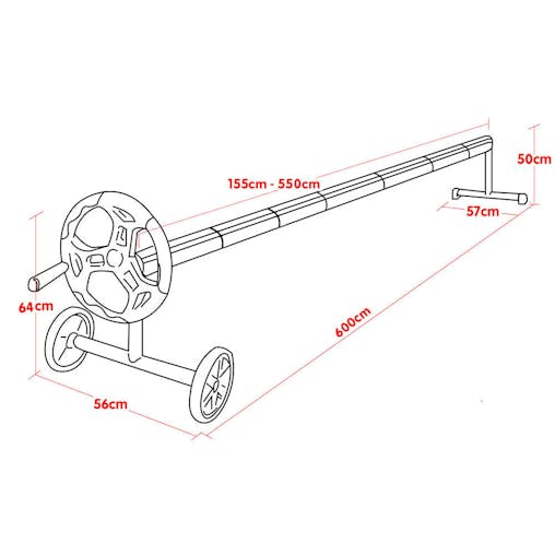 NNEDPE Adjustable Swimming Pool Cover Roller - 5.5m