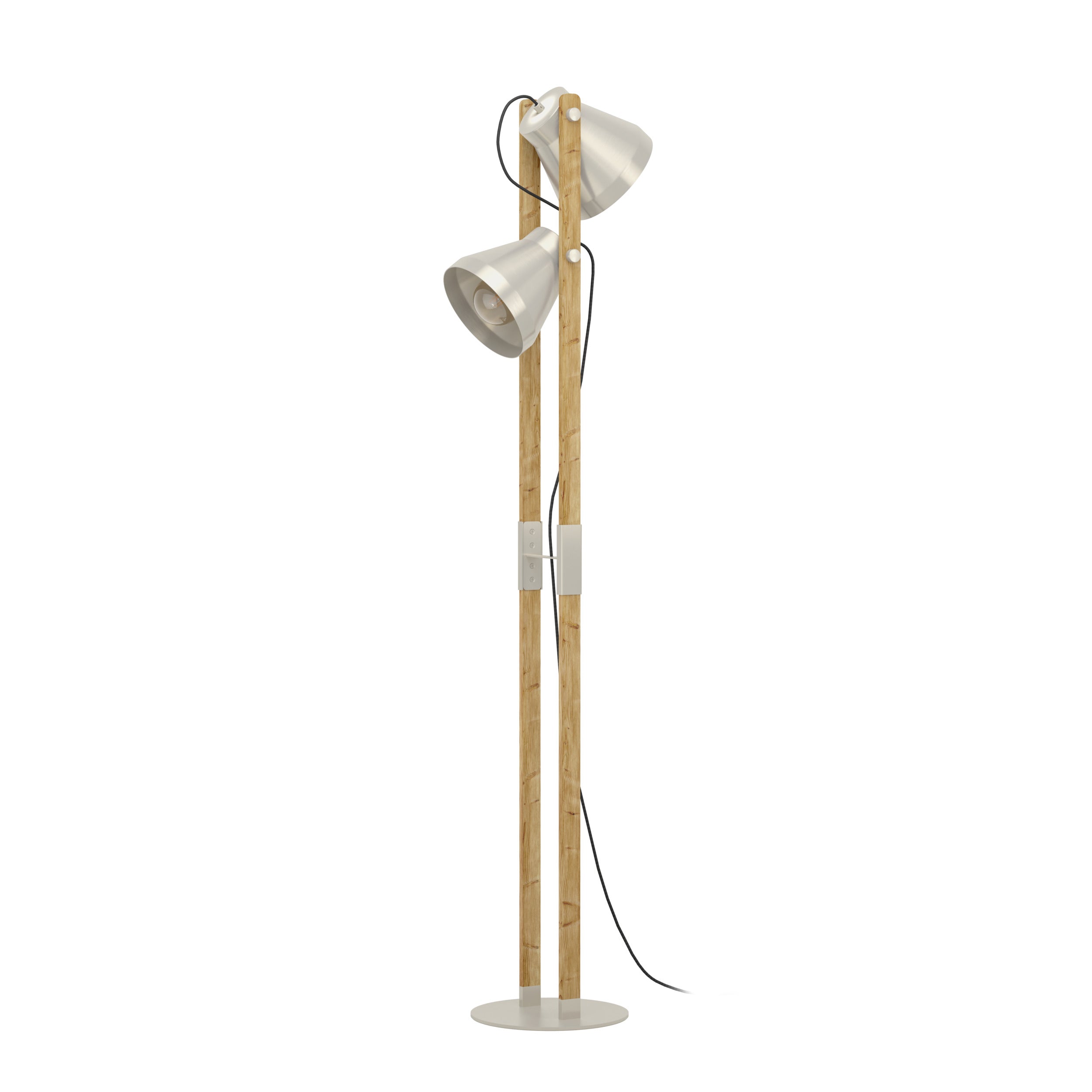 EGLO vloerlamp Cawton - e27 - 134,5 cm - grijs/bruin - hout
