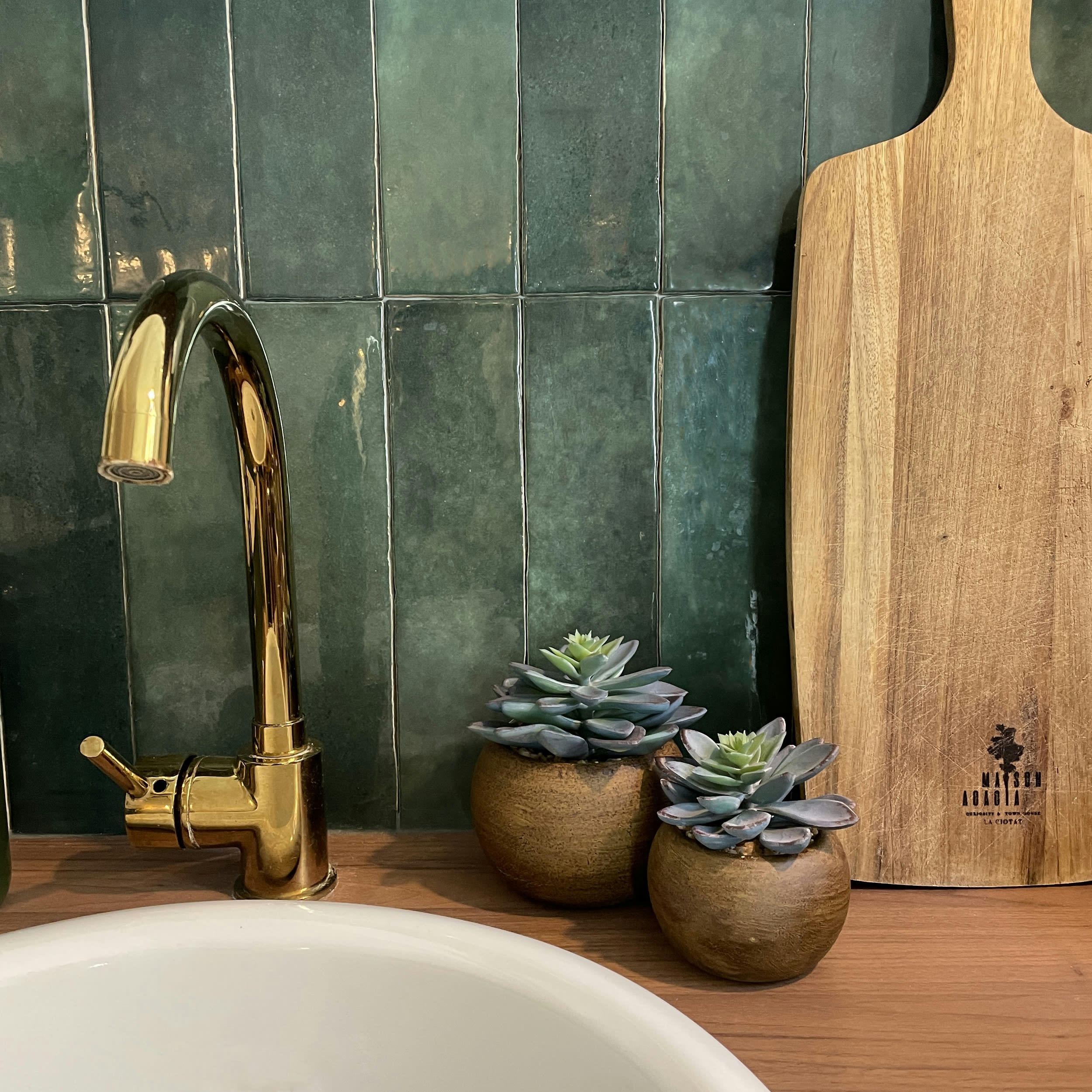 - Succulente artificielle lot de 2 pot bois 15cm