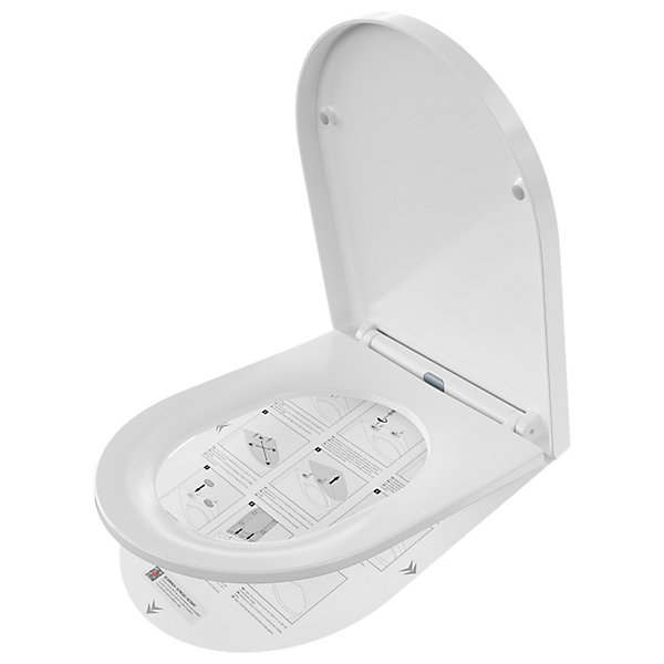 Abattant de WC avec Système d'abaissement Automatique et Bouton-poussoir Mono-touche, en Forme de D, ANYCEE MAX Abattant WC