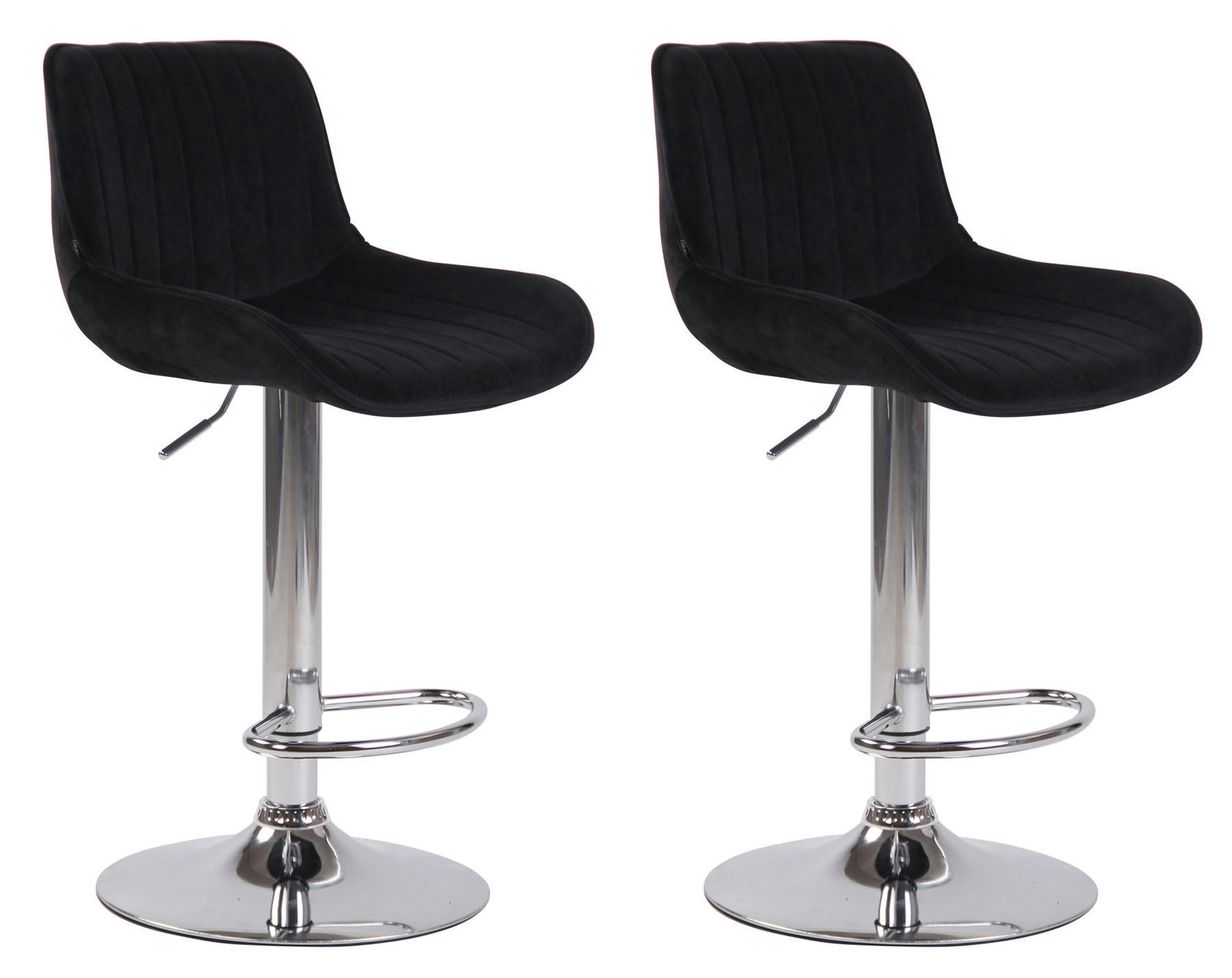 LENTINI - Lot de 2 tabourets de bar réglables en velours Noir