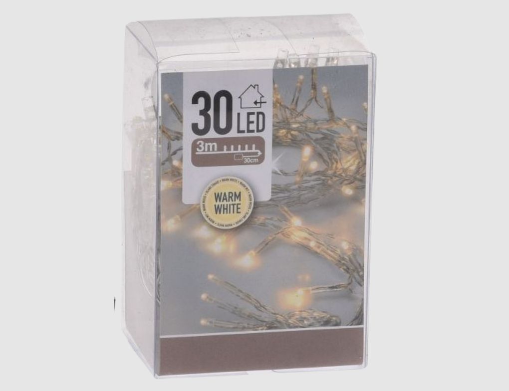 LED-Lichterkette 30 LEDs warmweiß 3m batteriebetrieben