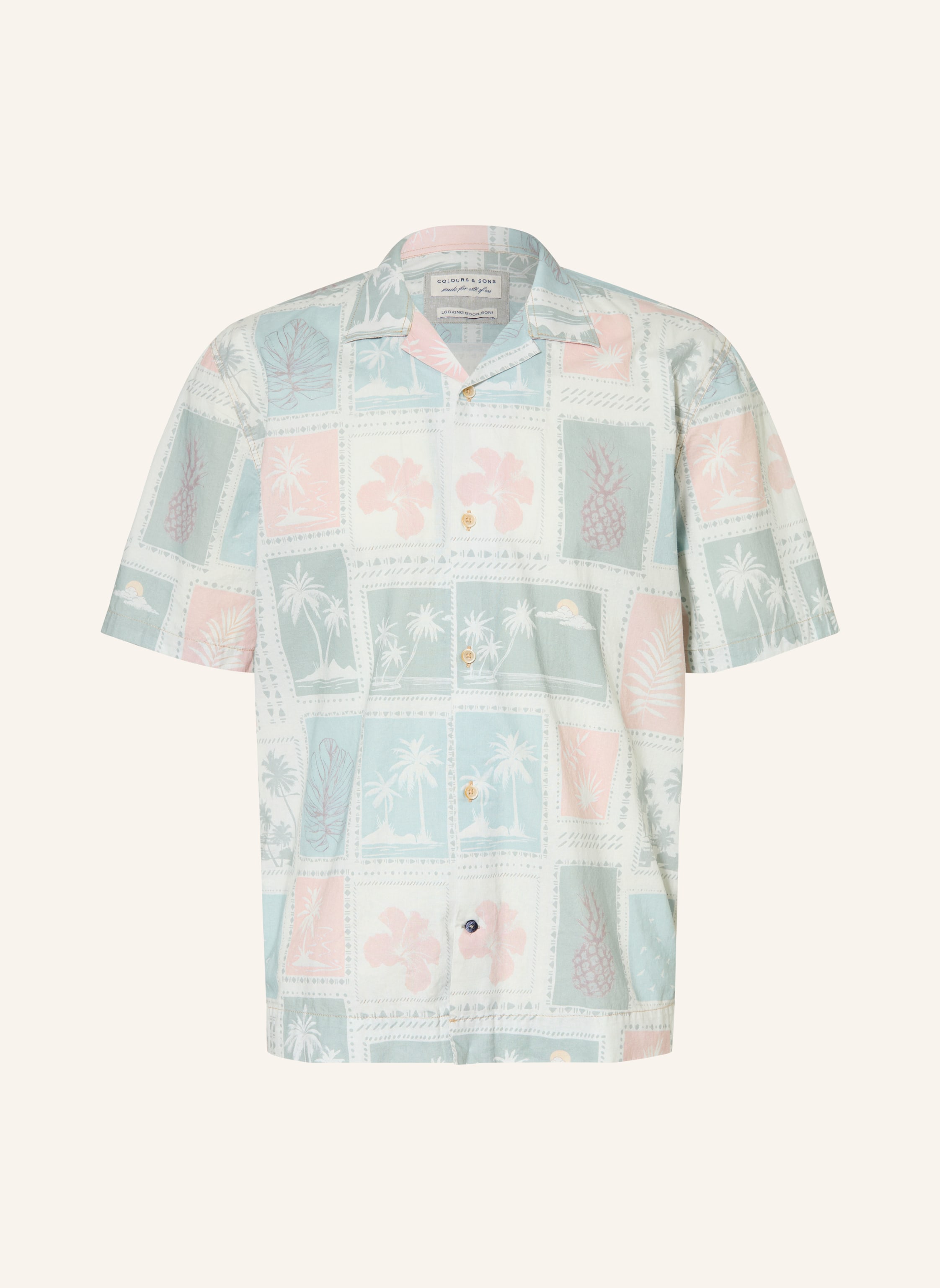 COLOURS & SONS Resorthemd POSTCARDS Regular Fit