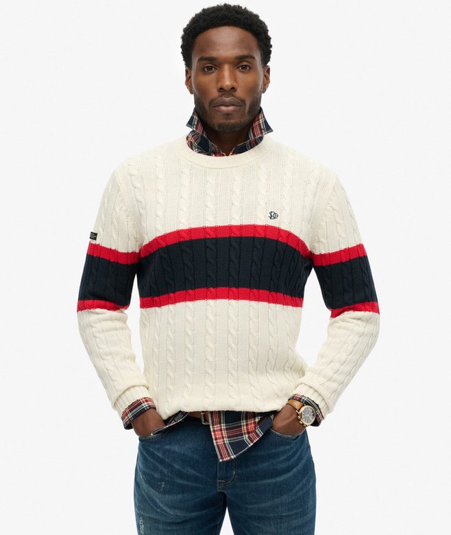 Cotton Stripe Cable Jumper