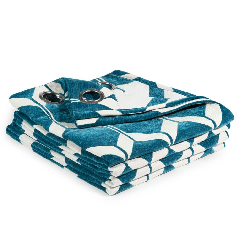 Aston - Rideau à oeillets bleu canard à l'unité 140x300