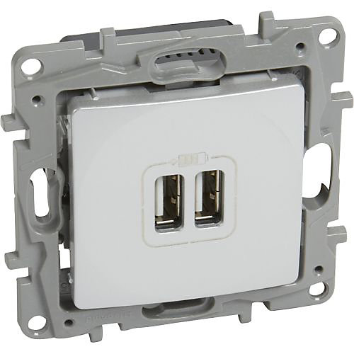 Chargeur USB encastrable Legrand Niloe 664794 2xUSB-A 2.4A blanc