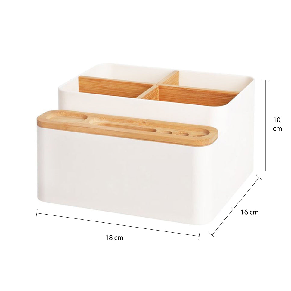LYVION Make-up en bureau organizer wit en bamboe