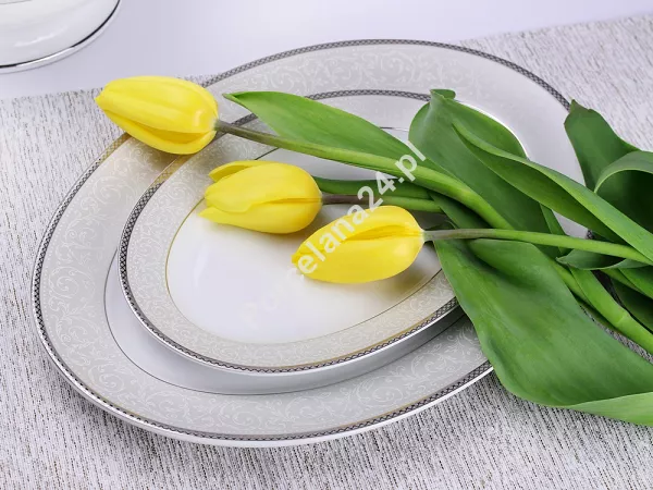 Serwis obiadowy na 12 osób (43el) Bogucice - Martha Platin Classic 975