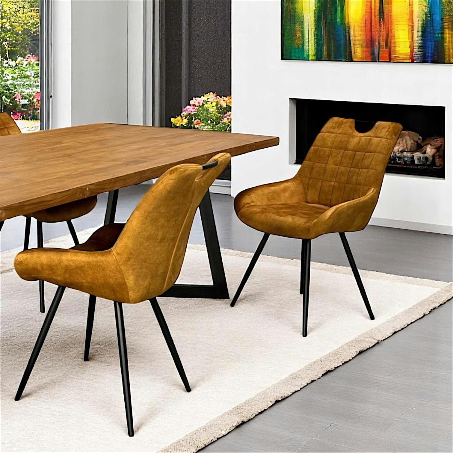 Chaise moutarde avec poignée (lot de 2) MALMOE