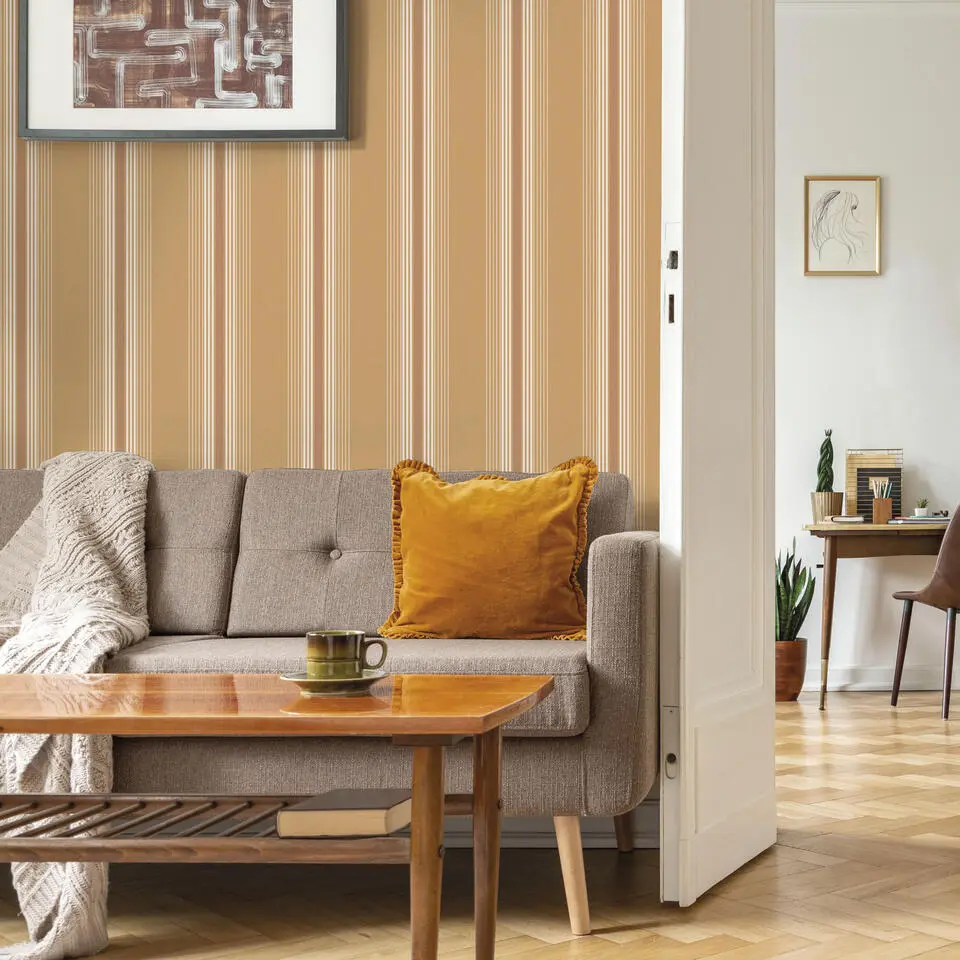 Sanders & Sanders behang strepen oranje en terracotta - 53 cm x 10 m