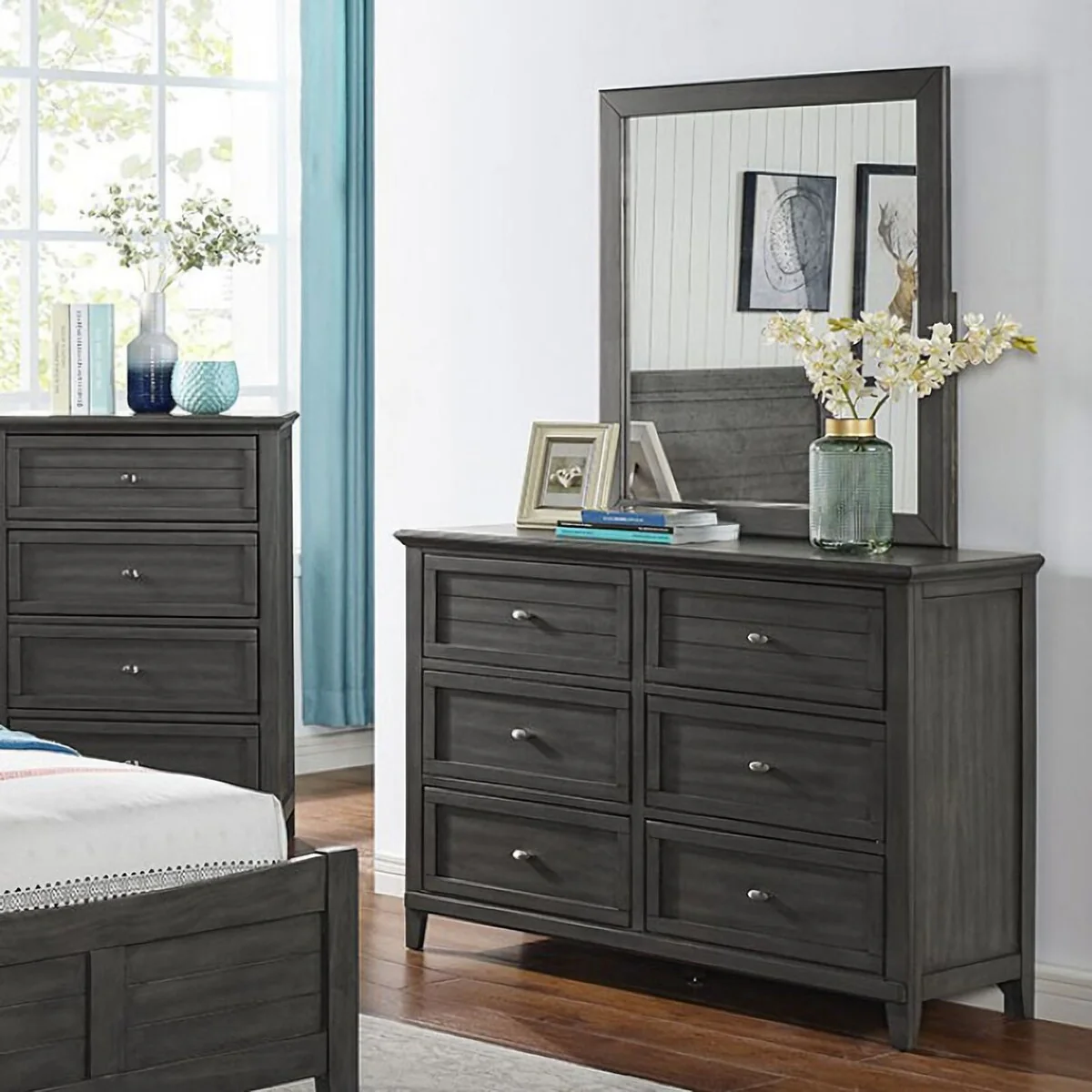 Yaitts 6 Drawer Dresser with Mirror