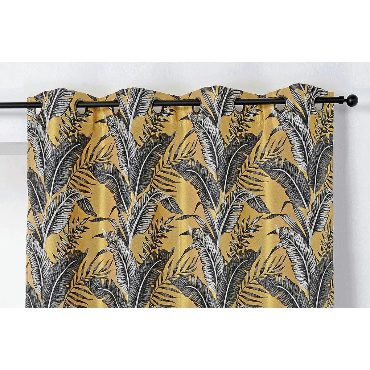 - Rideau tendance aux impressions exotiques polyester jaune 135x245 cm