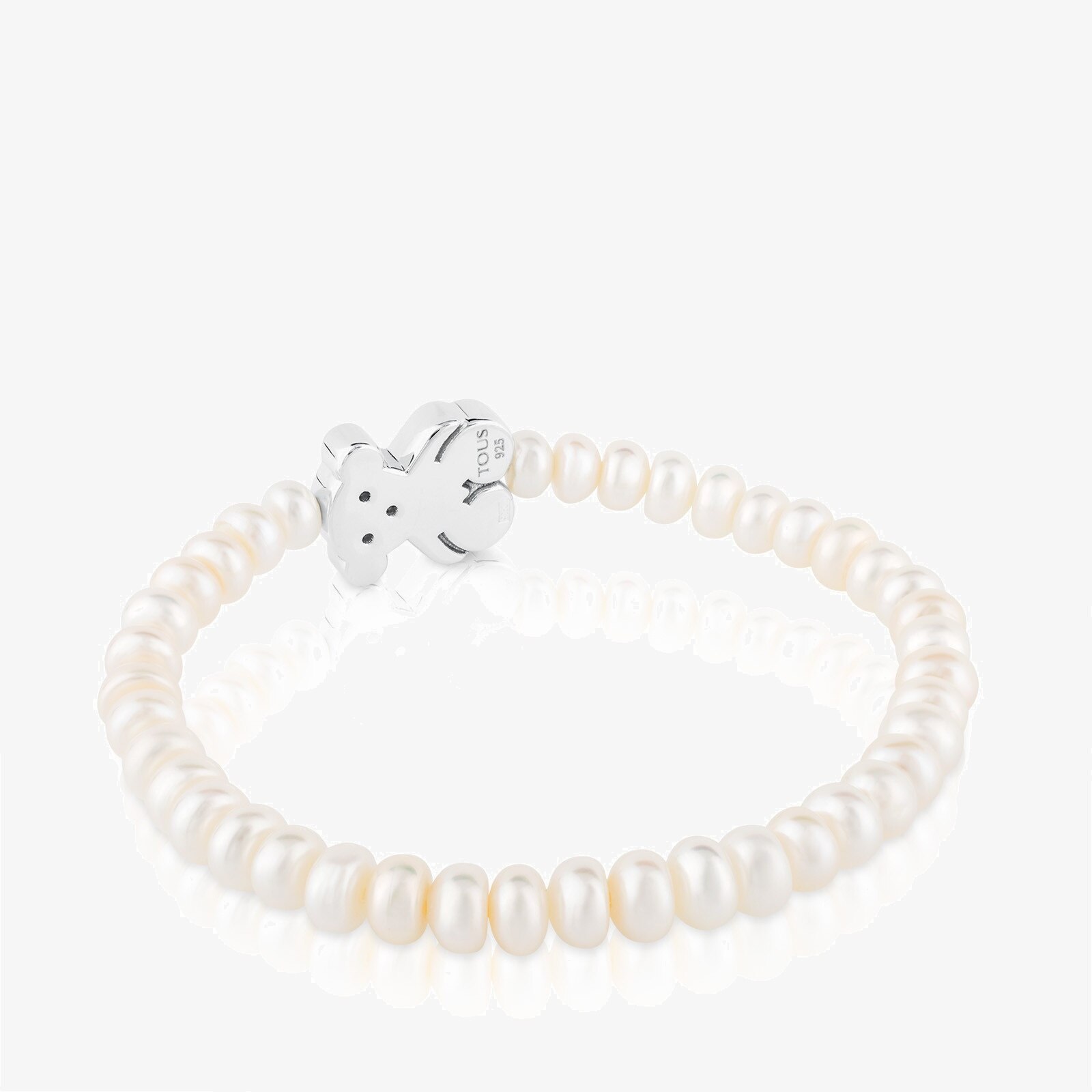 Pulsera de perlas y motivo oso de plata Sweet Dolls