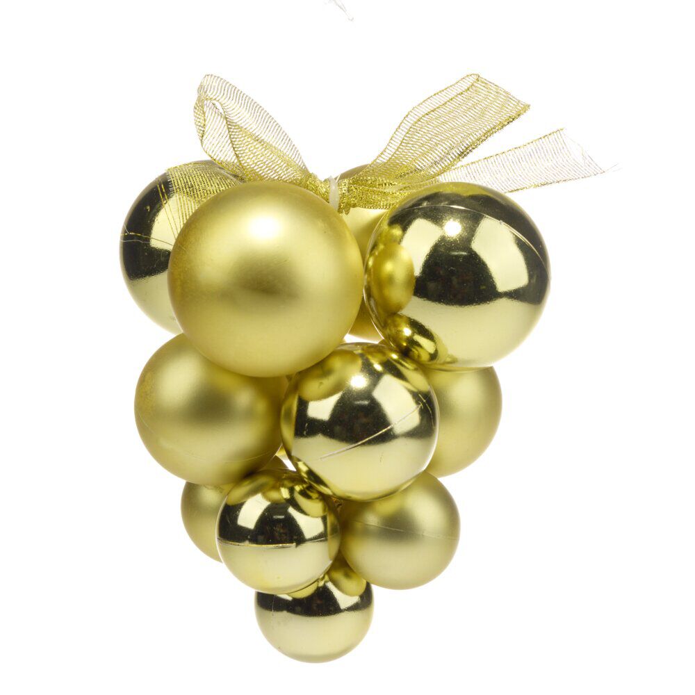 Suspension de No&euml;l boule grappe dorée Ø12/15xH20cm