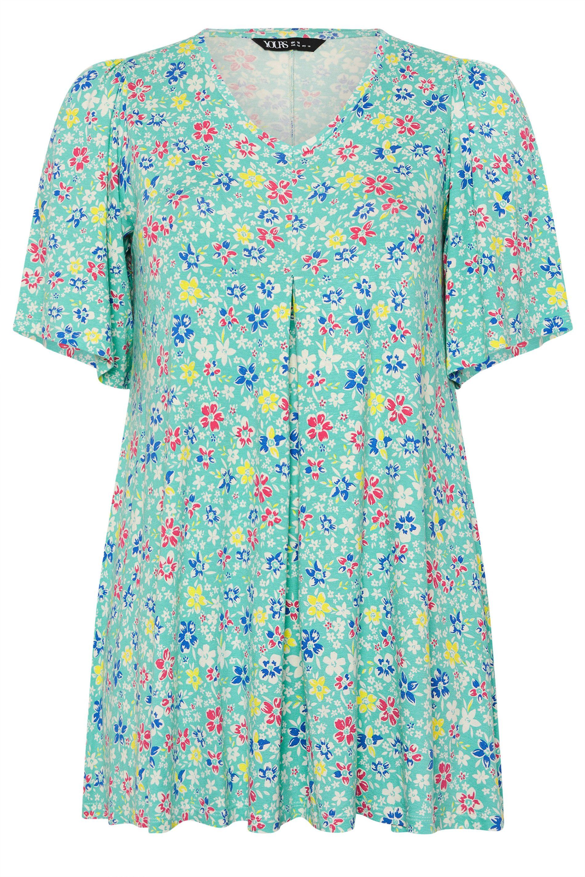 Yours Floral Pleat Front Top