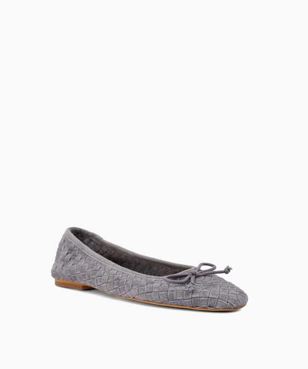 Heat Grey - Woven Leather Bow Detail Ballet Pumps