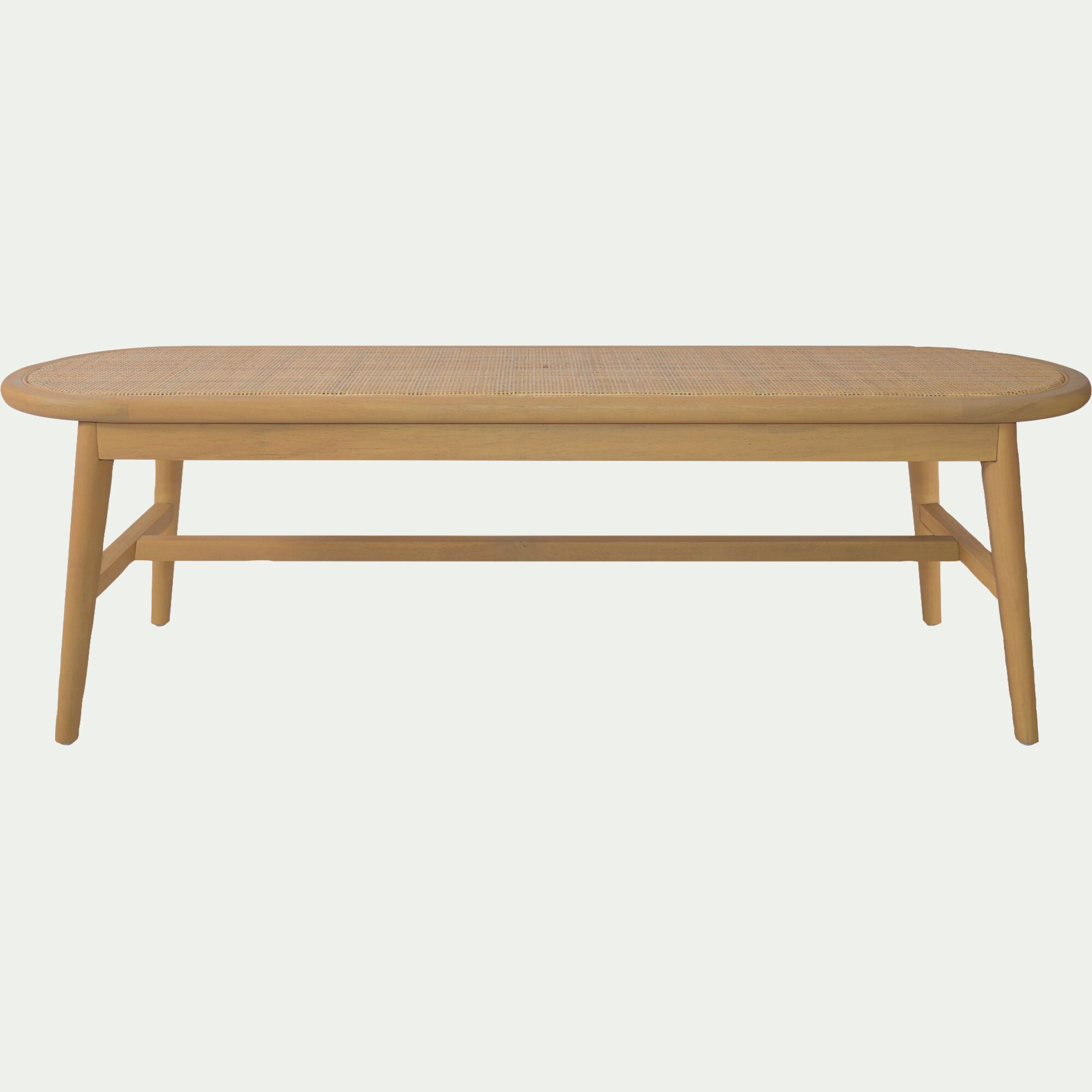 HELIONE - Banc oval en acajou L150cm - bois clair