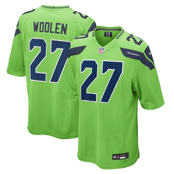 Tariq Woolen Seattle Seahawks Nike  Game Jersey - Neon Green/Navy