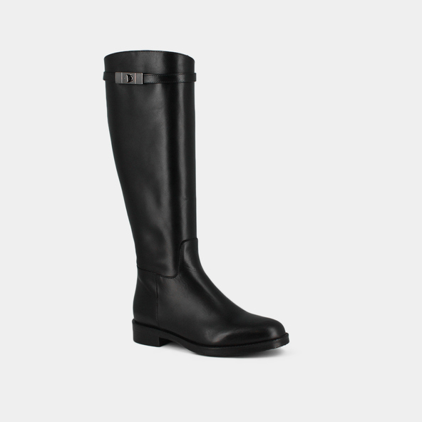Bottes à bouts rondsen cuir noir | FLY