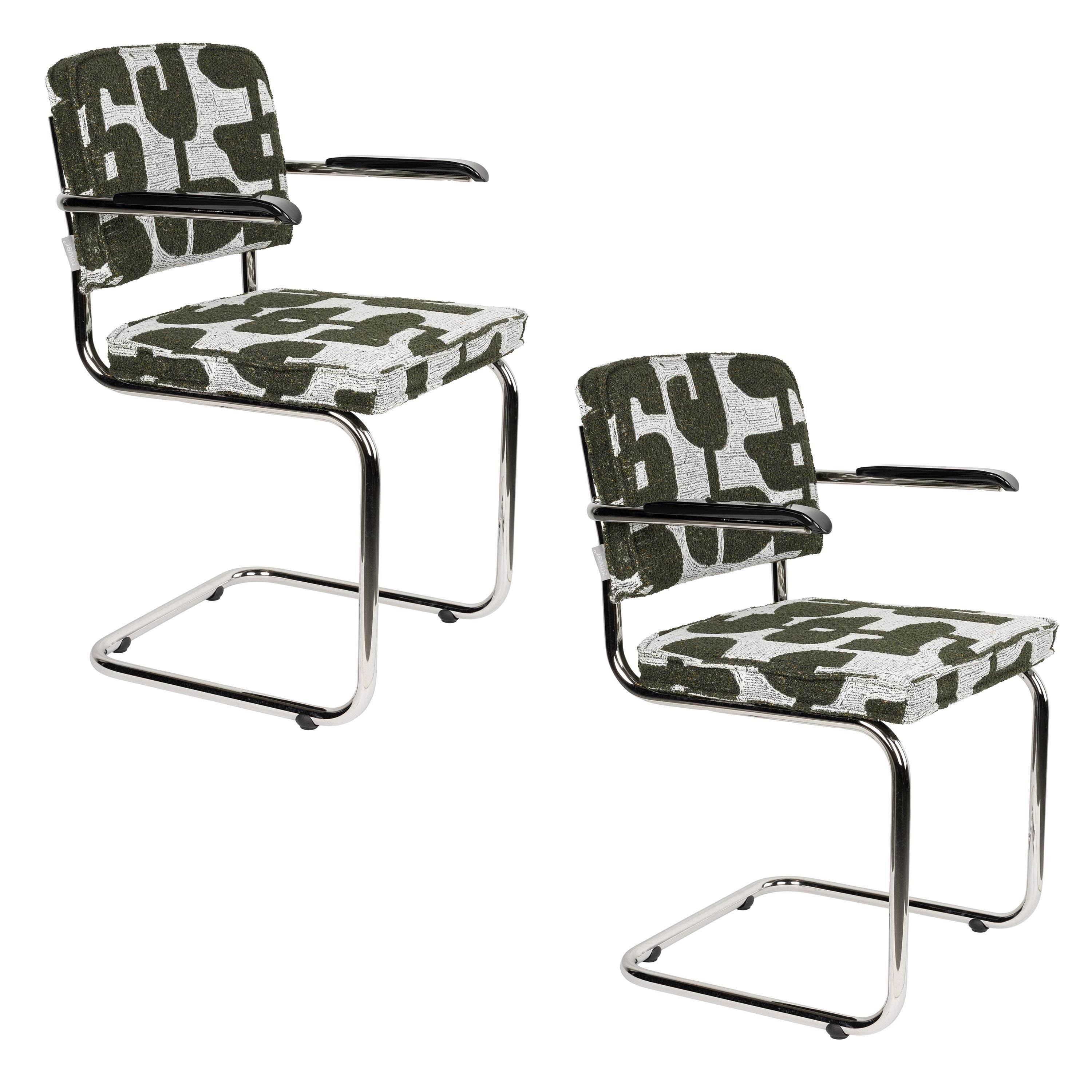 Zuiver Ridge Deco Symbols Eetkamerstoelen Armleuning Groen - Set van 2