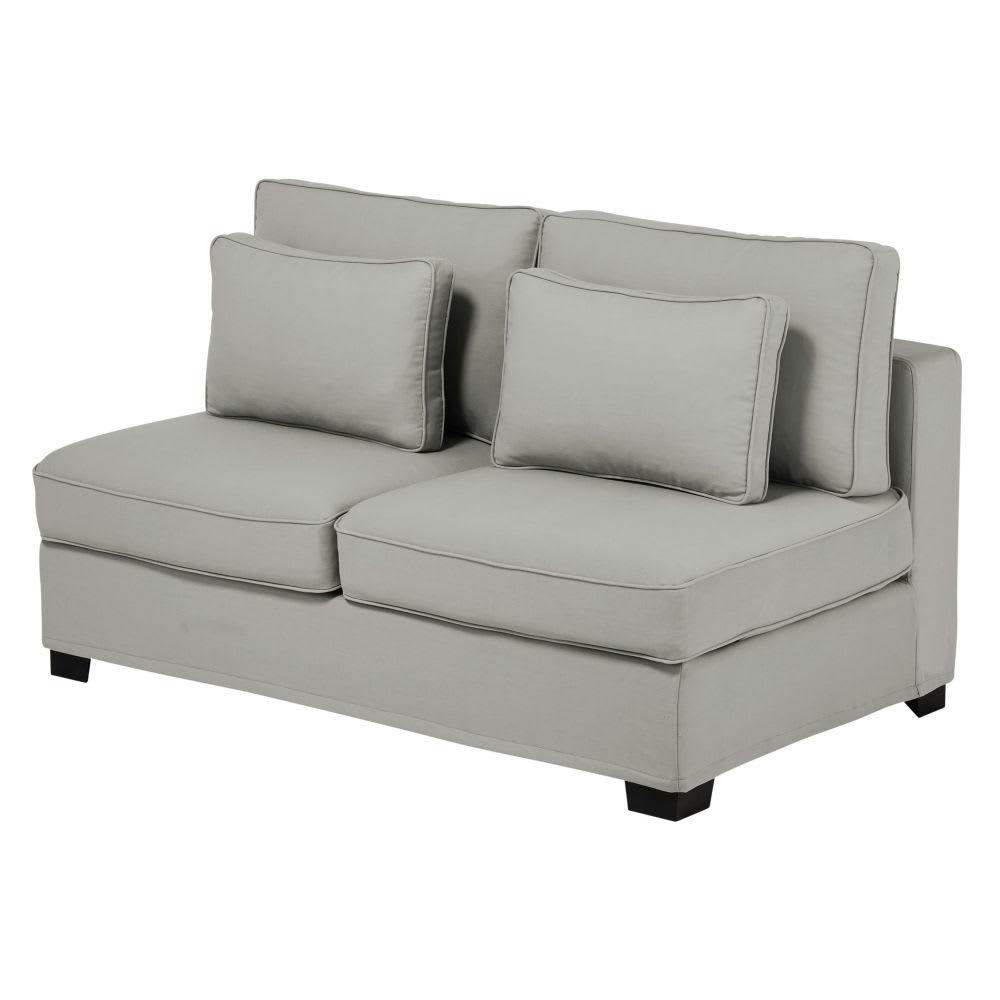 Milano - Chauffeuse pour canapé modulable 2 places en toile gris clair