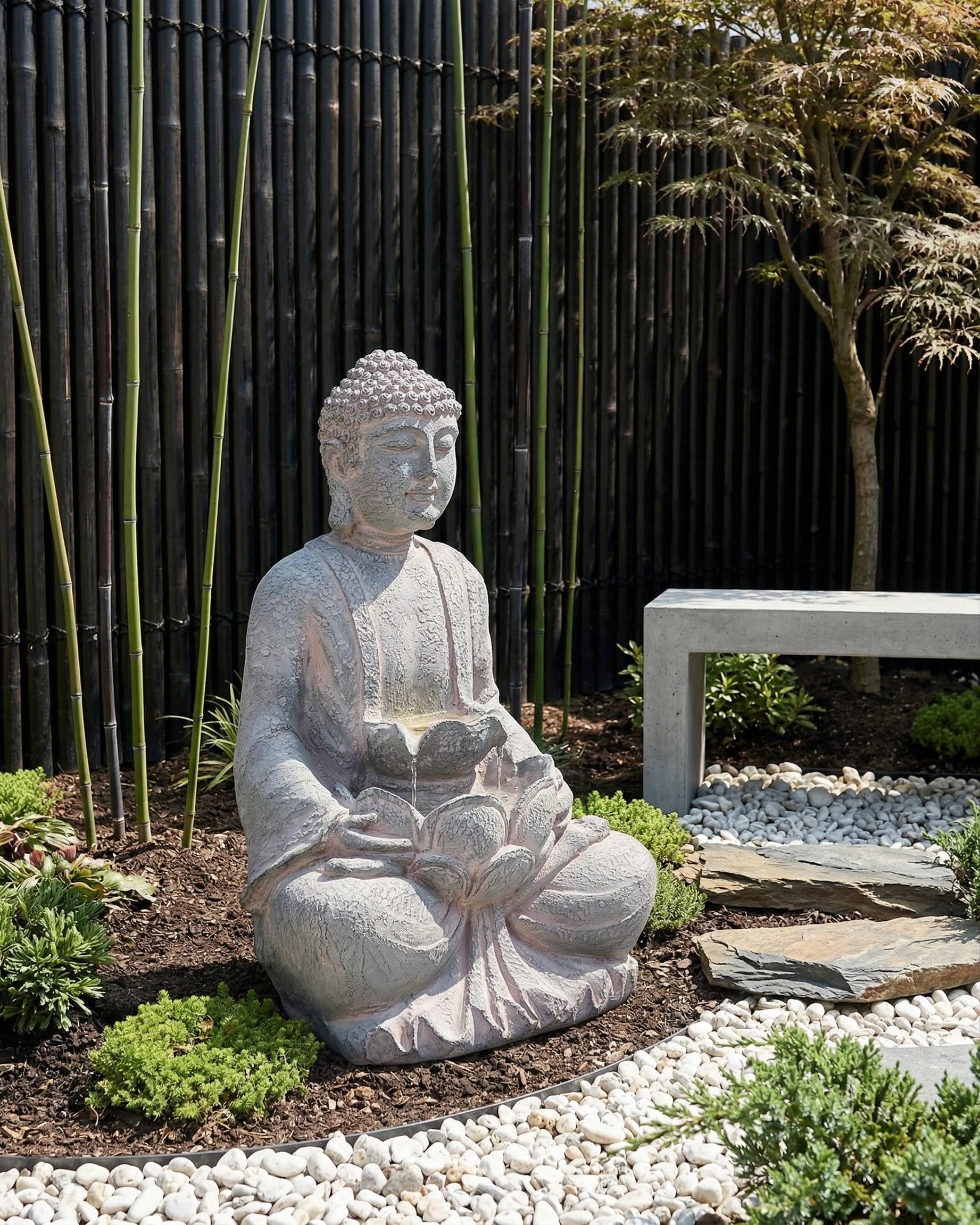 Garden Water Feature LED URLANTE Buddha Grey