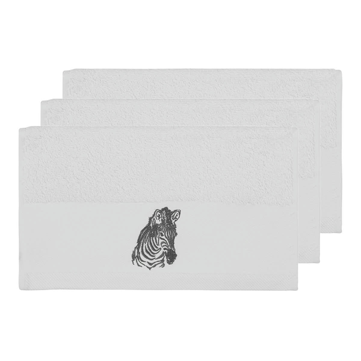 ZEBRA - Lot de 3 serviettes invité Blanc 30x50 cm