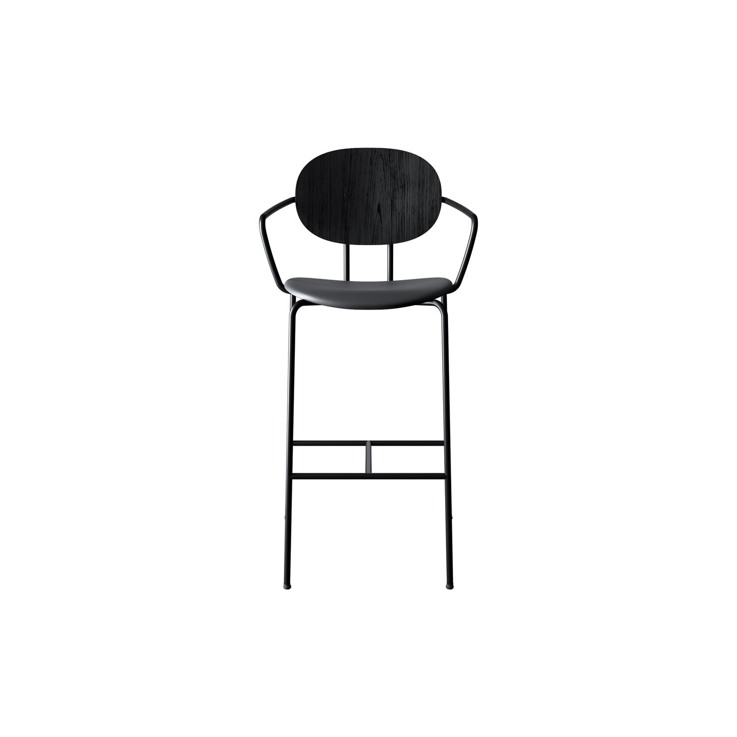 PIET HEIN Bar Chair with Arms, black lacquered oak/Solid Black 509