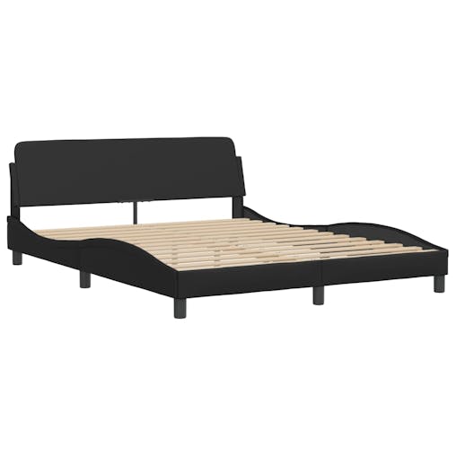 NNEVL Bed Frame with Headboard Black 152x203 cm Faux Leather