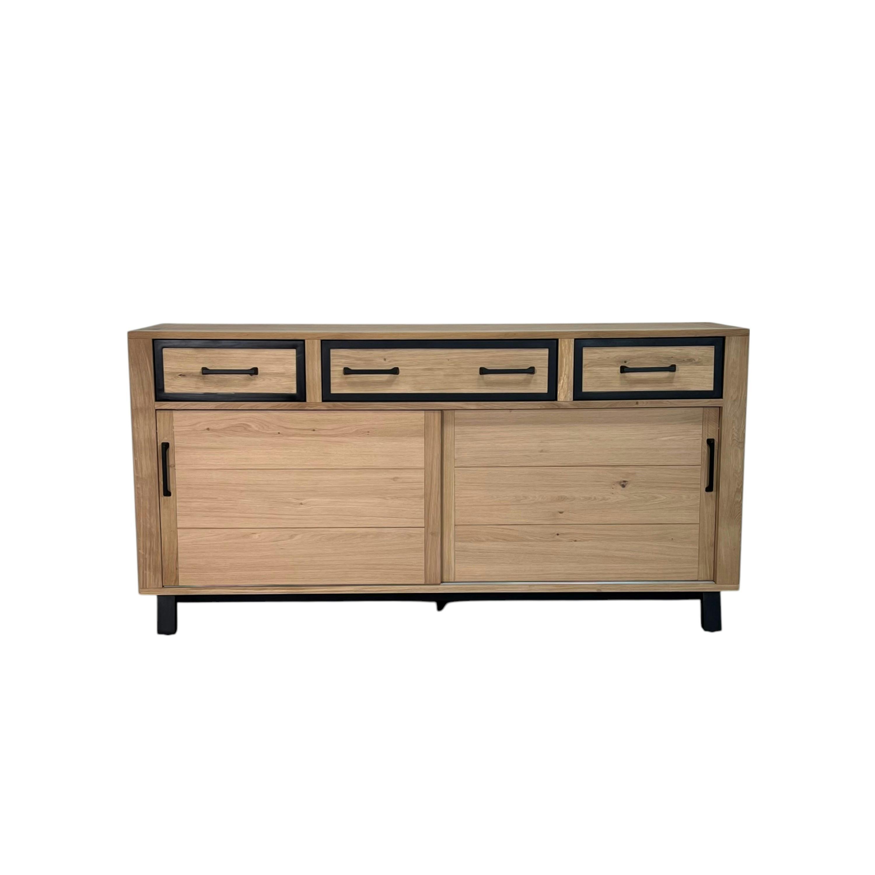 Buffet moderne bois clair - 2 portes, 3 tiroirs GRADO