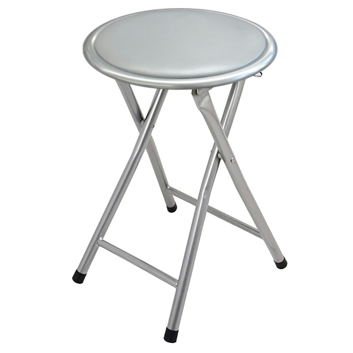 - Tabouret d'appoint pliable métal assise similicuir gris 30x30x45cm
