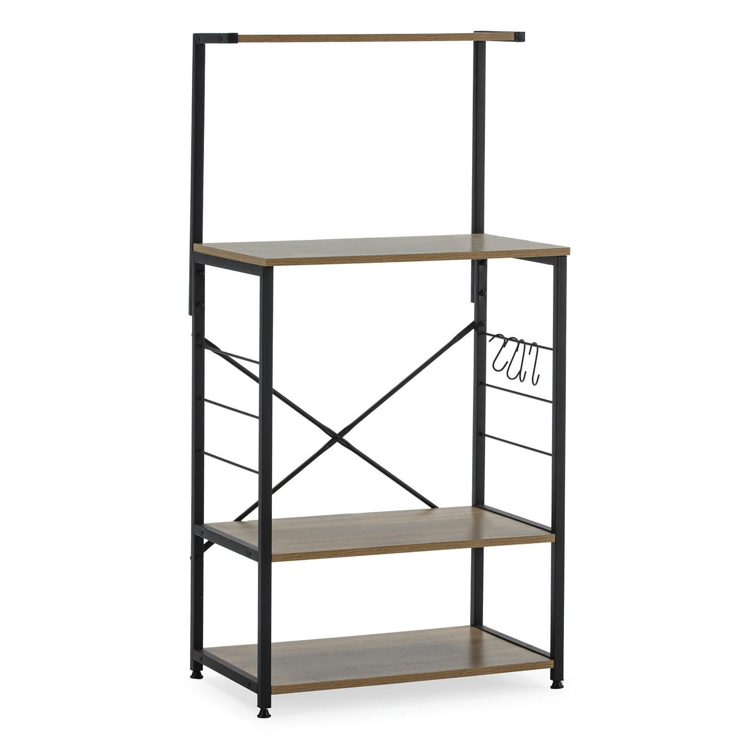 ÁFRICA - Armoire de cuisine pour micro-ondes 4 étagères, couleur chêne/noir