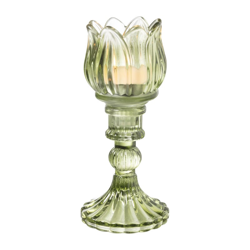 Waxinelichthouder tulp Ilona - groen - &Oslash;7.8x14 cm