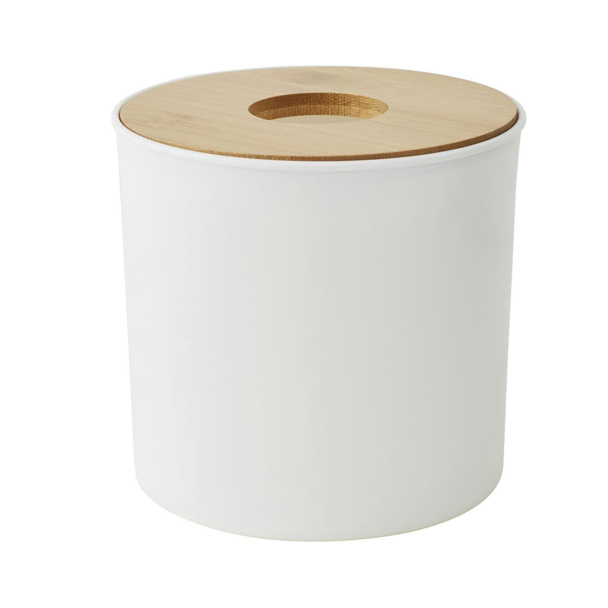 PRIMA - Poubelle à coton en plastique et bambou 1.5L blanc