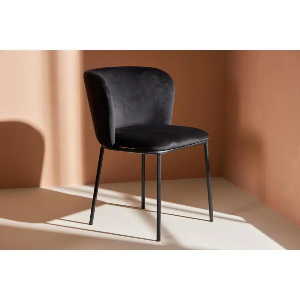 Svea - Lino eetkamerstoel - velvet - zwart