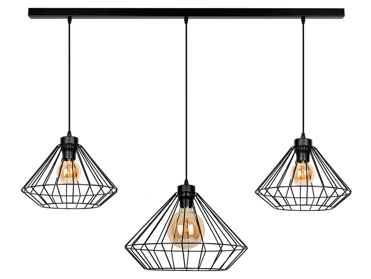 Lampa wisząca Raquelle 3-punktowa metalowa czarna