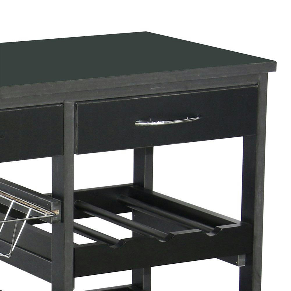 - Desserte de cuisine multi-rangements en bois noir et métal