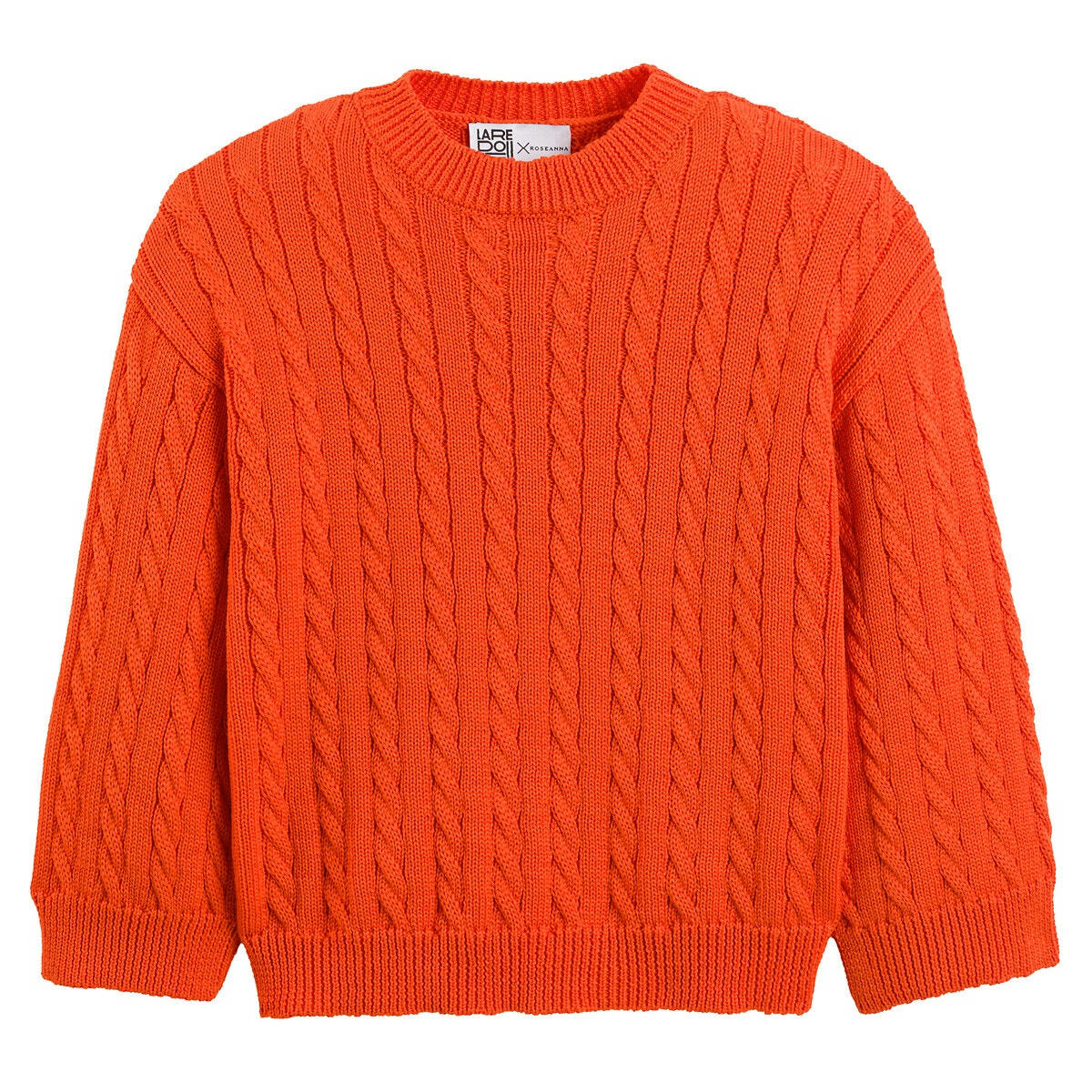 Pull col rond, maille torsadée en laine mérinos