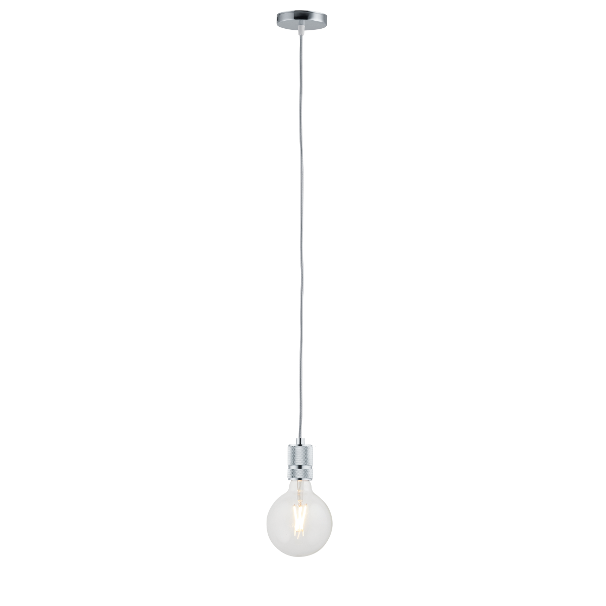 Lighto | Pendel Chroom | Inclusief Lichtbron Helder | Classic | 1.5m Snoer | Met Plafondkap