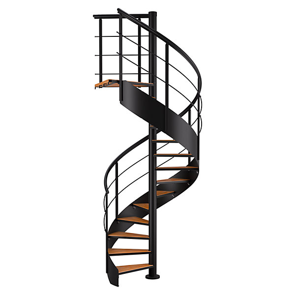 Escalier hélicoïdal FORTIA hêtre et acier noir 13 marches Carilo tournant droit