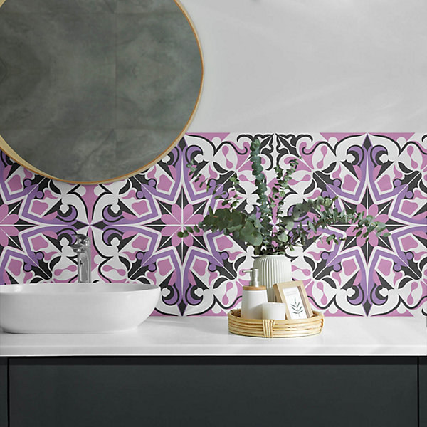 Panneau Décoratif Mural Wallfluent 100x50 cm Motif Floral Symétrique 1 pièce