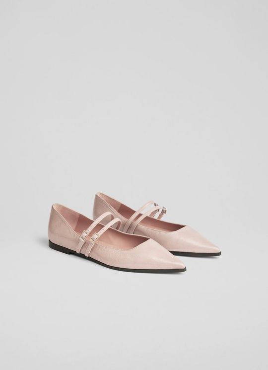 Lulu Muti Strap Patent Taupe Flats