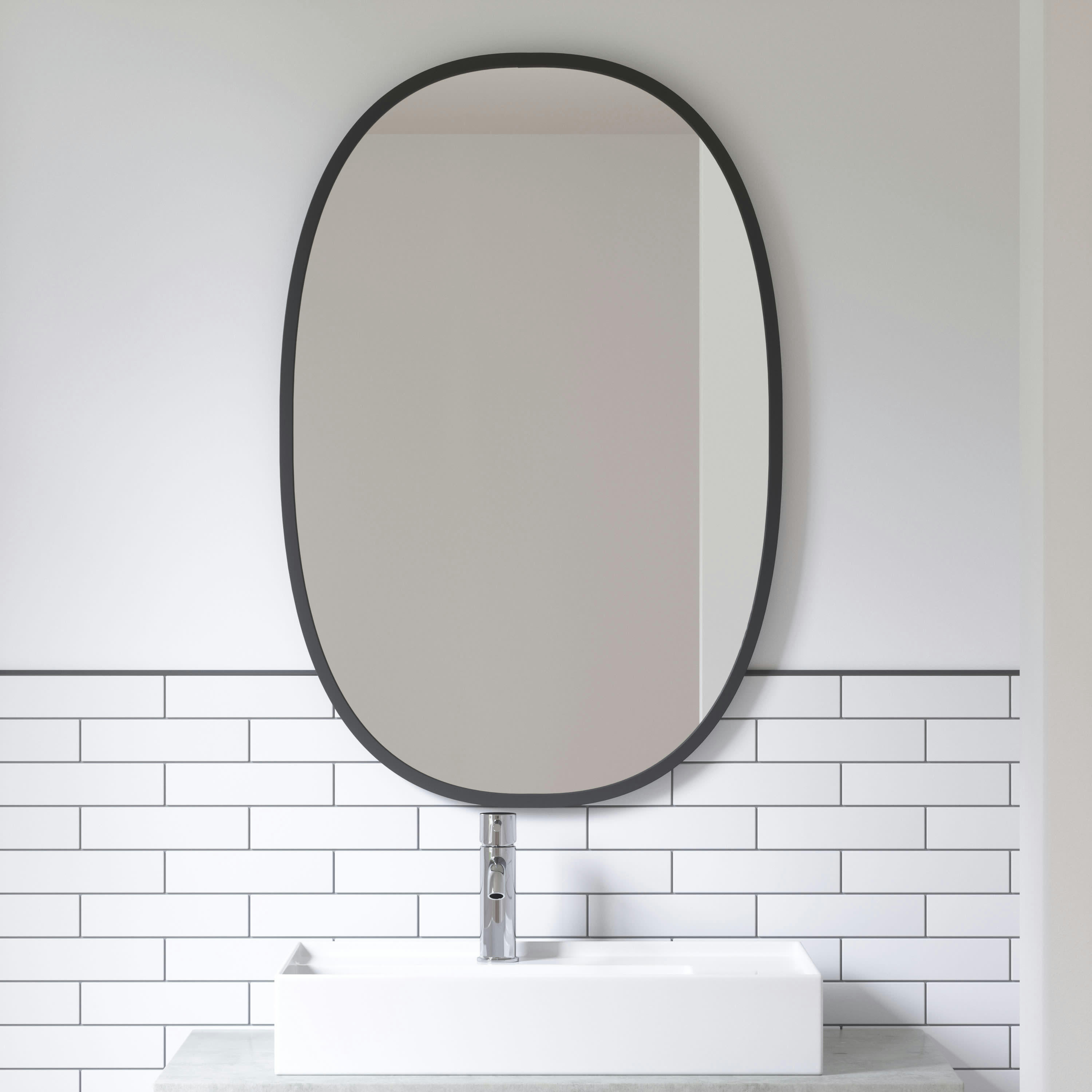 HUB - Miroir mural ovale Hub contour caoutchouc noir 91x61cm