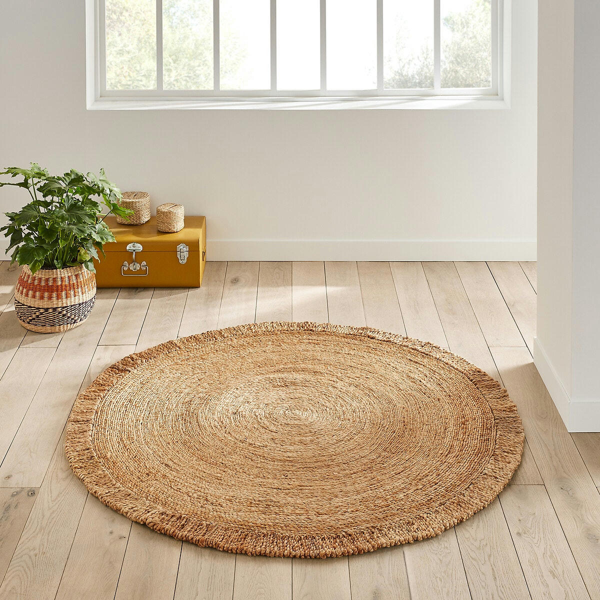 Tapis jute rond frangé, Aftas
